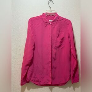 Equipment Pink Silk Button Down Long Sleeve Blouse S